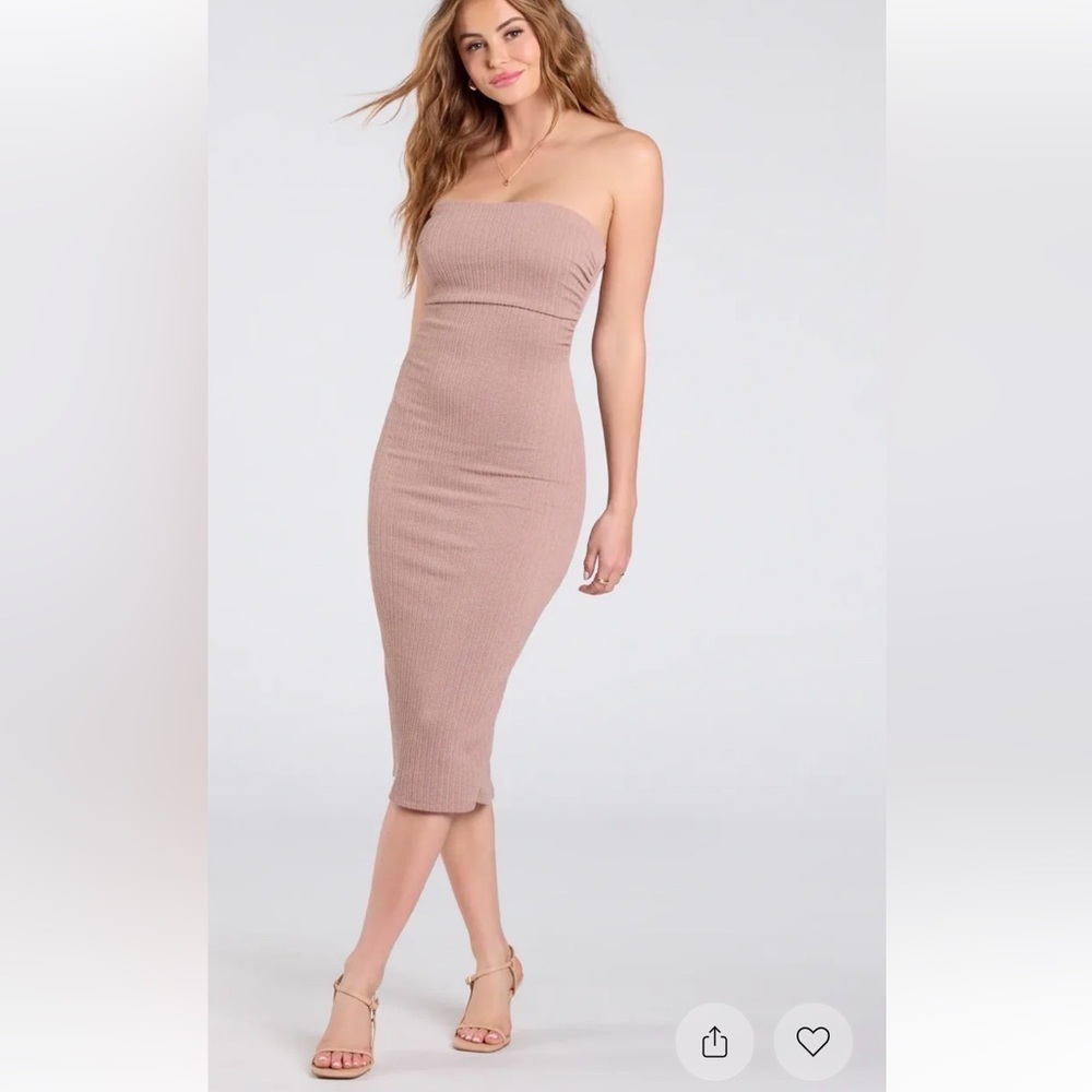 Windsor Easily Gorgeous Strapless Cable Knit midi dress brown size
